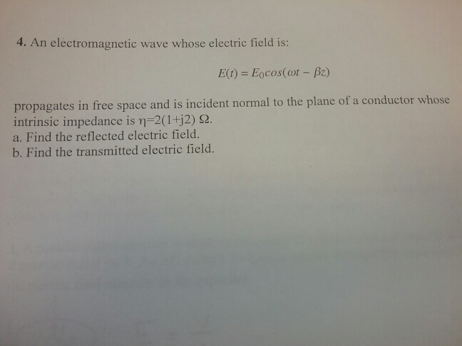 Solved An electromagnetic wave whose electric field is: E(t) | Chegg.com