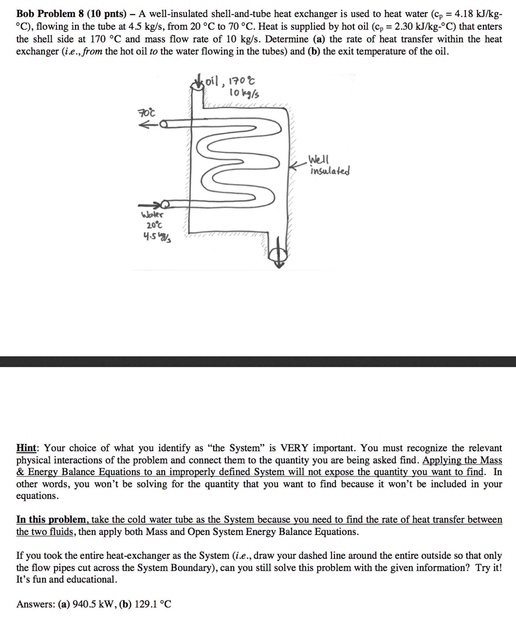 Solved A wellinsulated shellandtube heat exchanger is