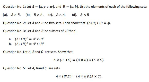 Solved Question No. 1: Let A = {x, Y, Z, W}, And B = {a, B}. | Chegg.com