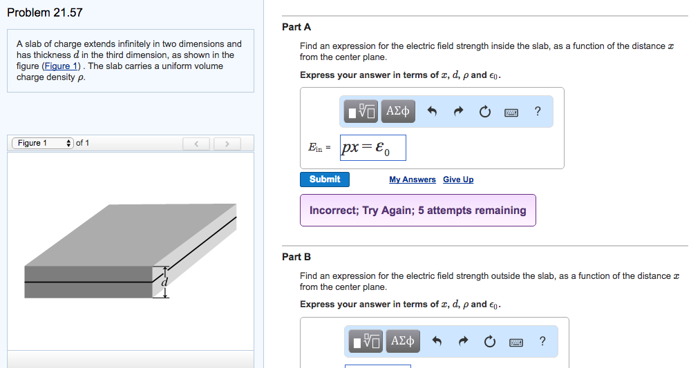 Solved A slab of charge extends infinitely in two dimensions