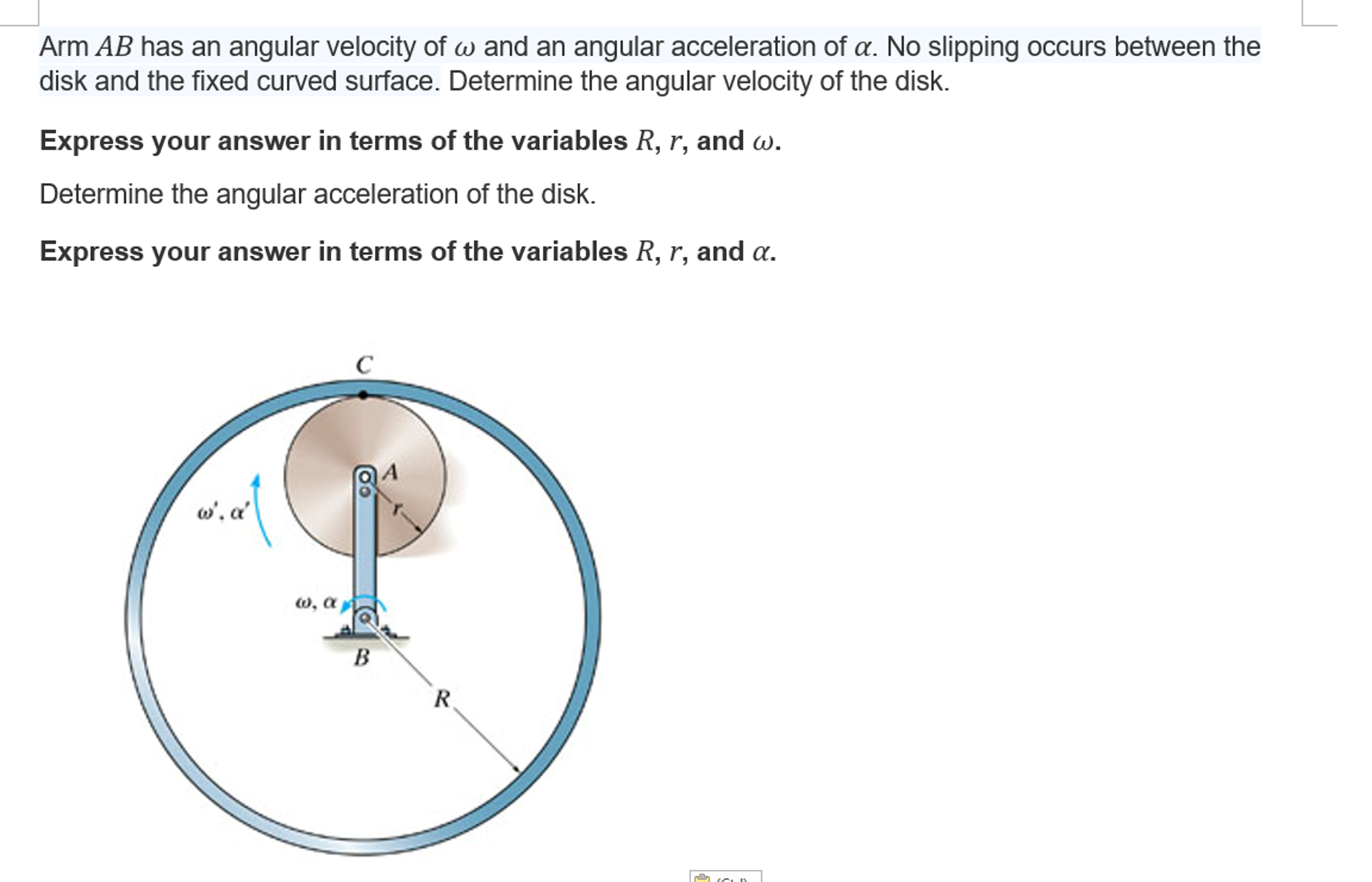 Solved Arm AB has an angular velocity of omega and an Chegg