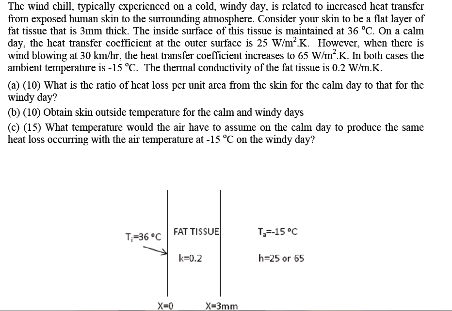 Solved The wind chill, typically experienced on a cold, | Chegg.com