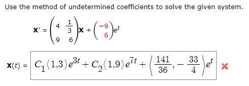 coefficients undetermined method use solve given system transcribed text