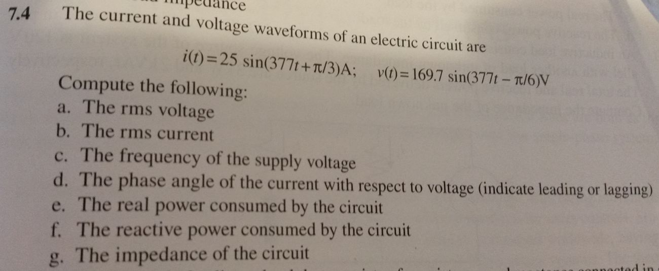 Solved The current and voltage waveforms of an electric | Chegg.com