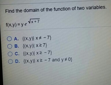 Solved Find the domain of the function of two variables. | Chegg.com