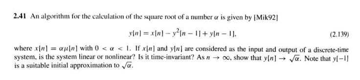 Solved 2.41 An algorithm for the calculation of the square | Chegg.com