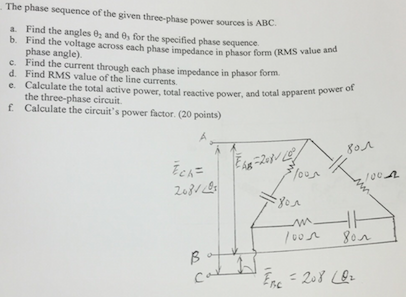 Solved The phase sequence of the given three-phase power | Chegg.com