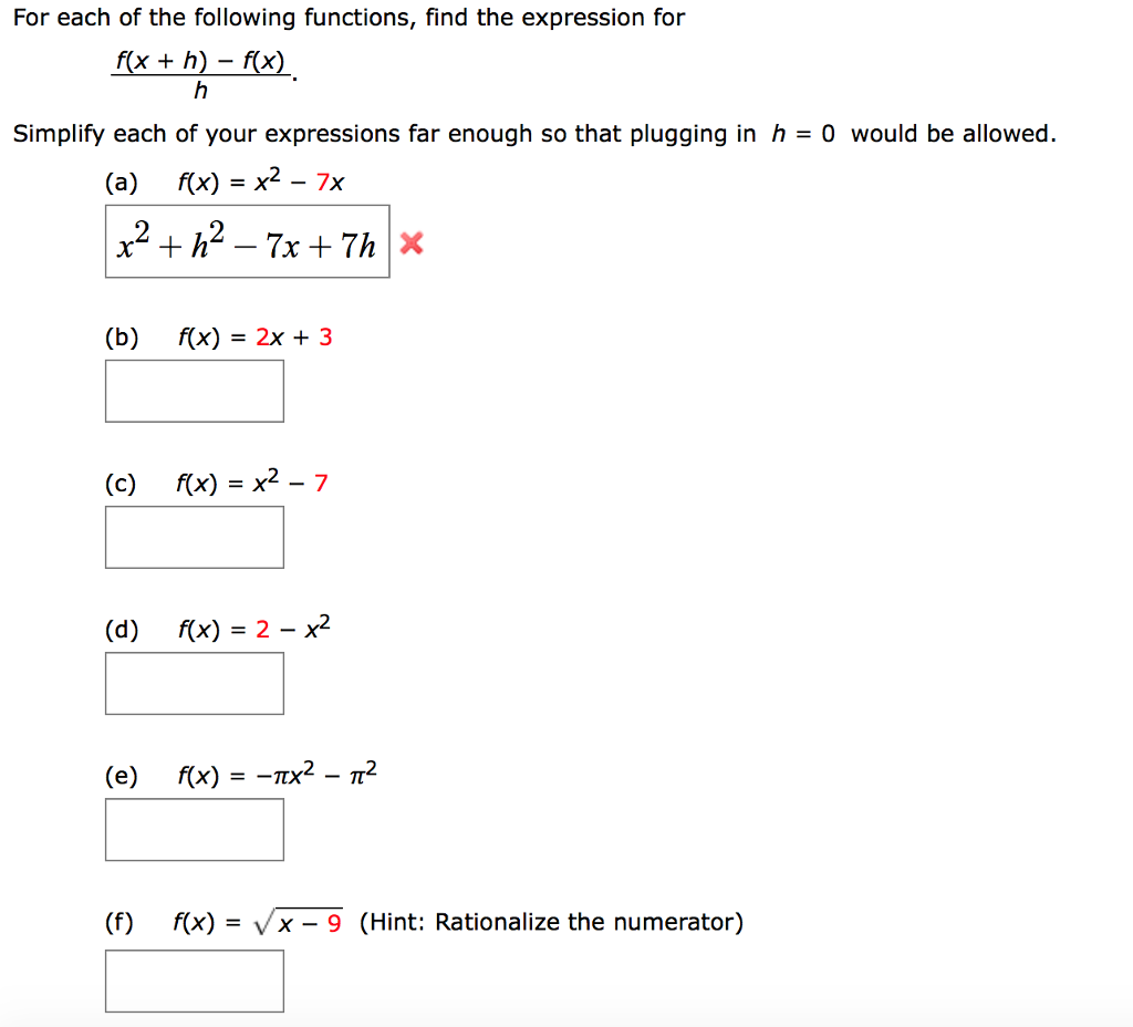 Solved For Each Of The Following Functions Find The