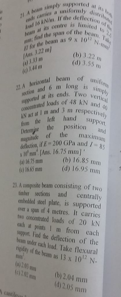 Solved A beam simply supported at its both ends carries a | Chegg.com