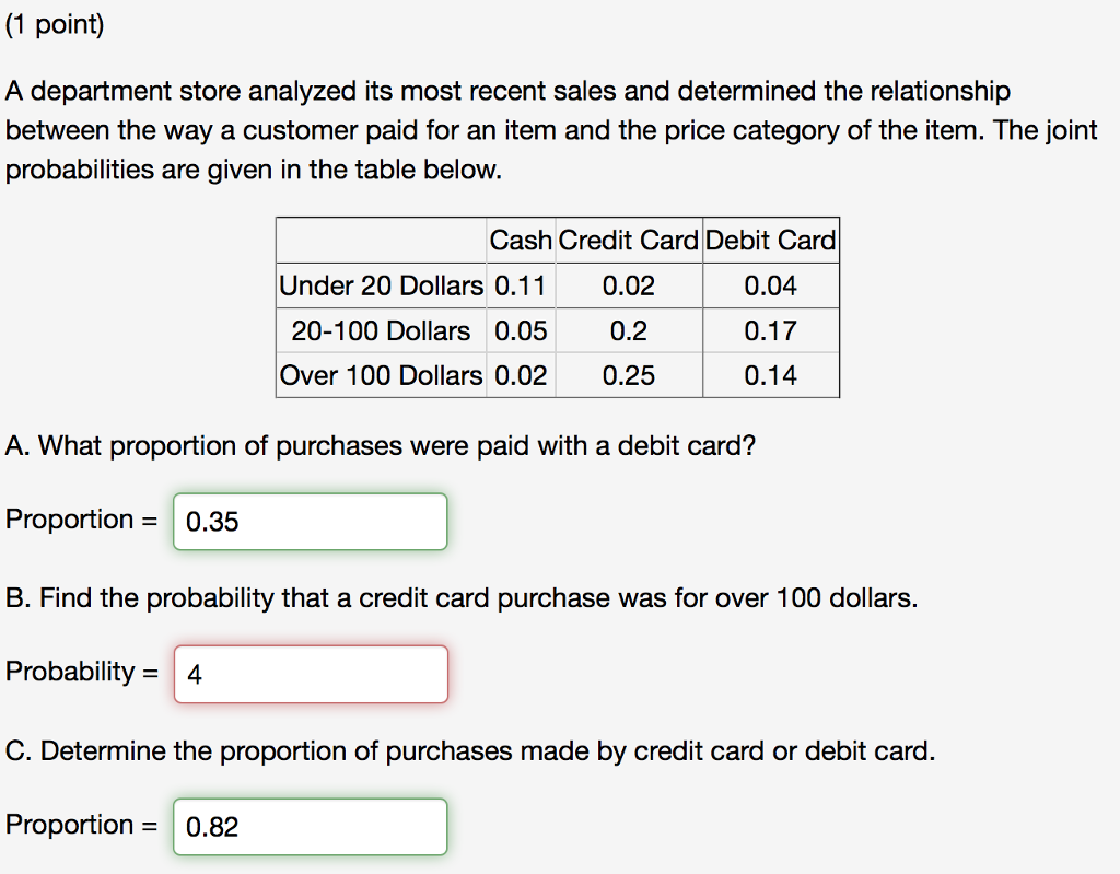 Solved A department store analyzed its most recent sales and | Chegg.com