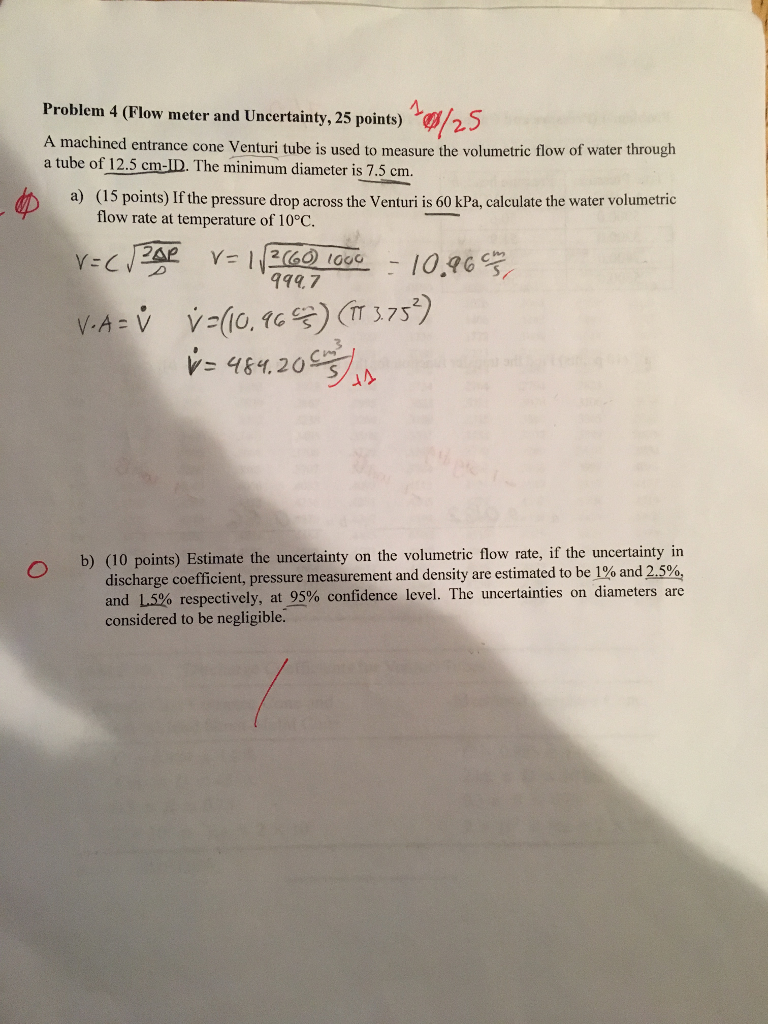Solved Problem 4 (Flow meter and Uncertainty, 25 points)25 A