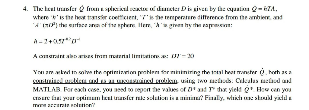 Solved The heat transfer dot Q from a spherical reactor of | Chegg.com