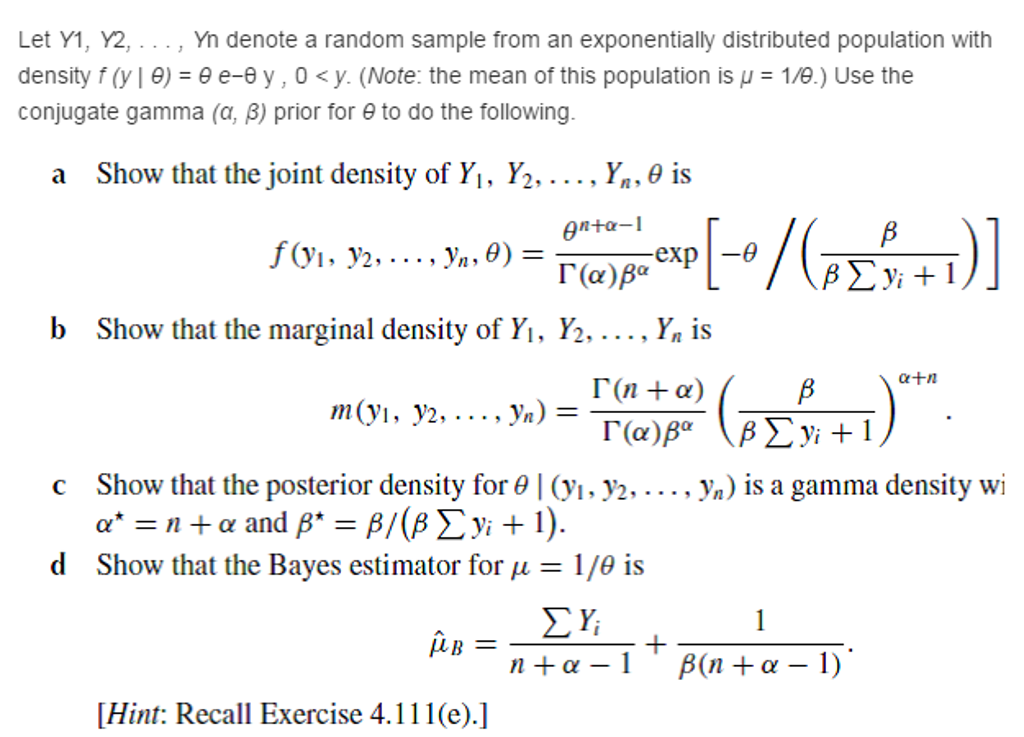 Let Y1, Y2, ..., Yn Denote A Random Sample From An | Chegg.com