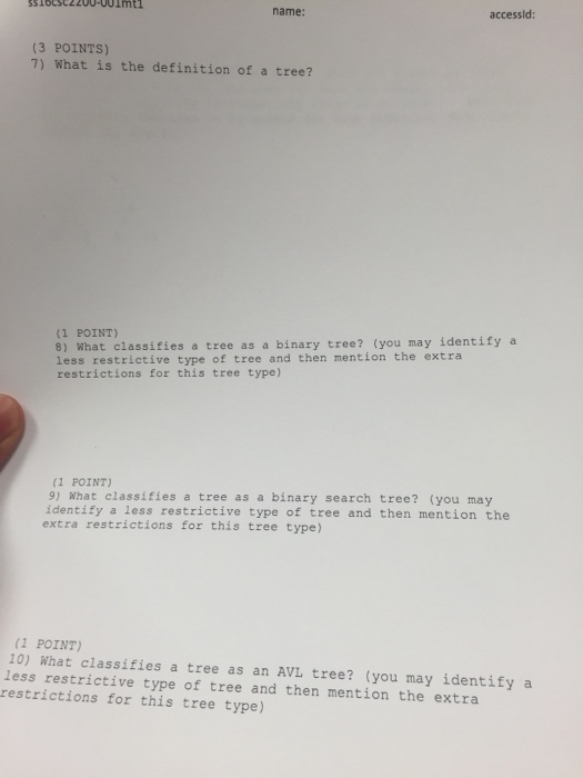 Solved what is the definition of a tree what classifies a chegg