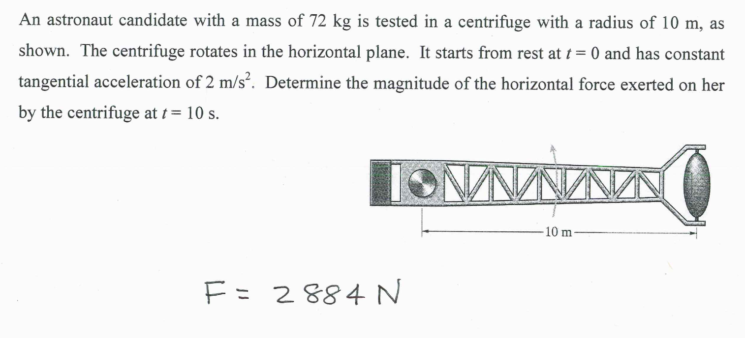 Solved An astronaut candidate with a mass of 72 kg is tested