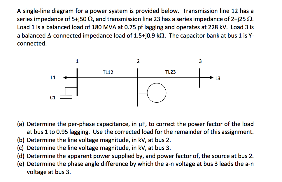 Solved A singleline diagram for a power system is provided
