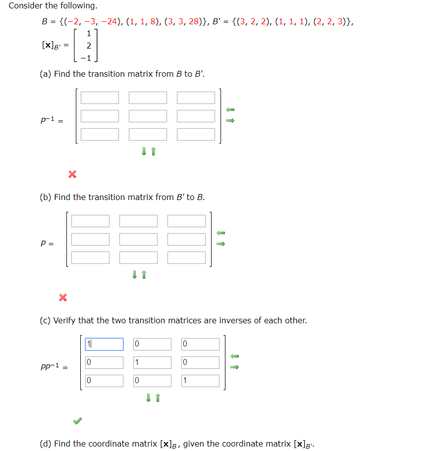 Solved Consider The Following. B = {{-2, -3, -24), (1, 1, | Chegg.com