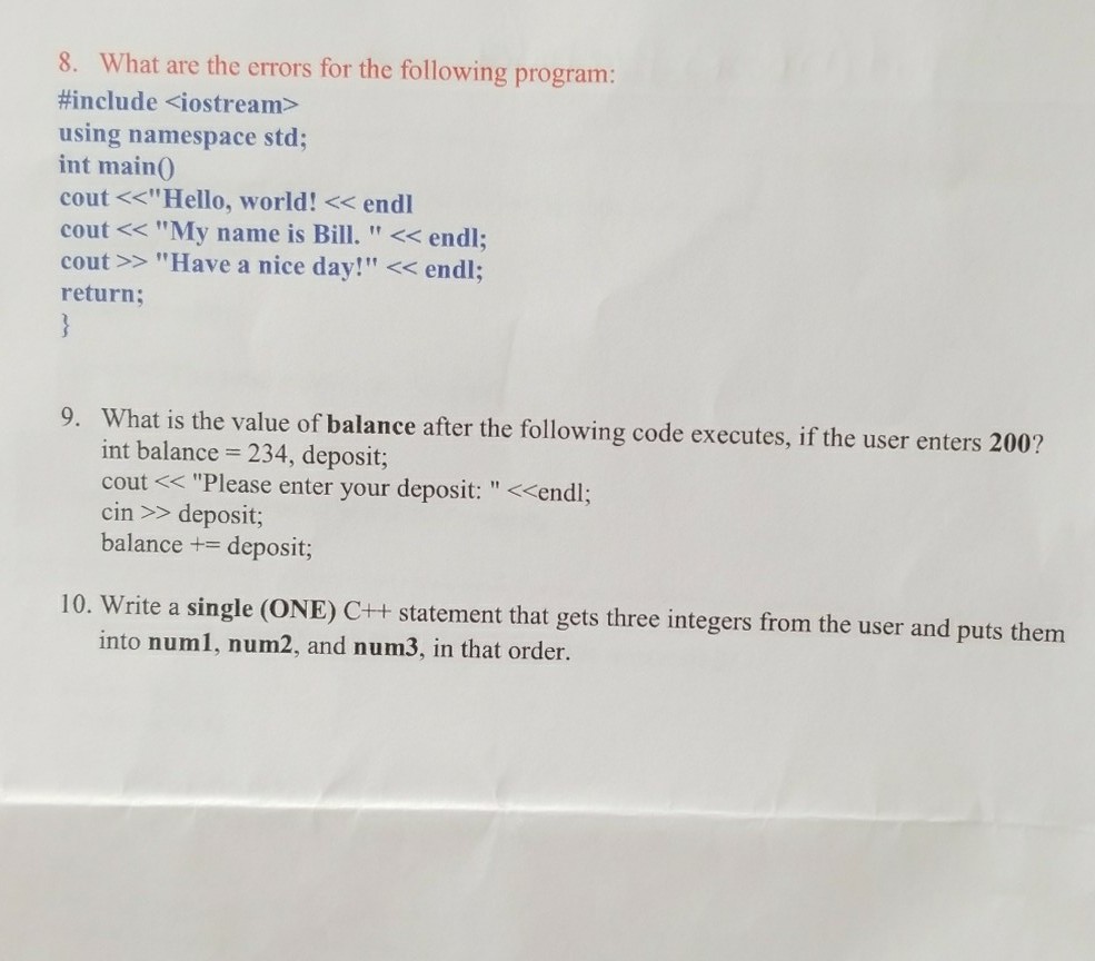 Solved what are the errors for the following program chegg