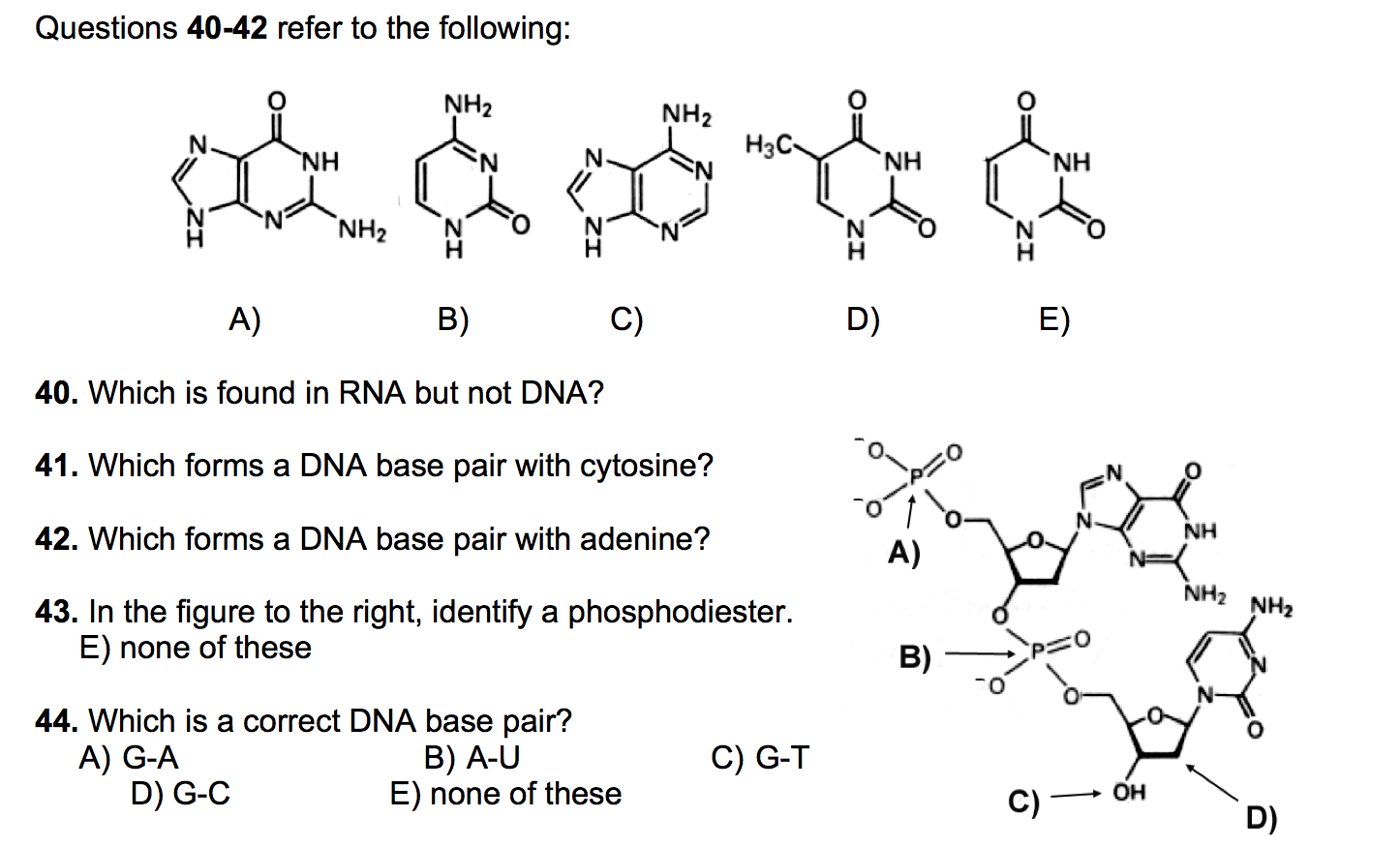 Solved Which is found in RNA but not DNA? Which forms a