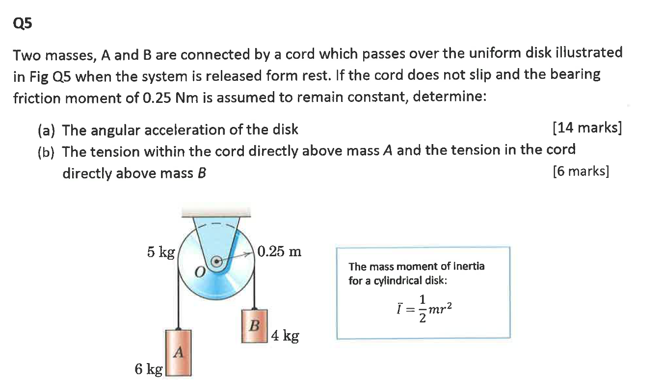 Solved Two Masses A And B Are Connected By A Cord Which