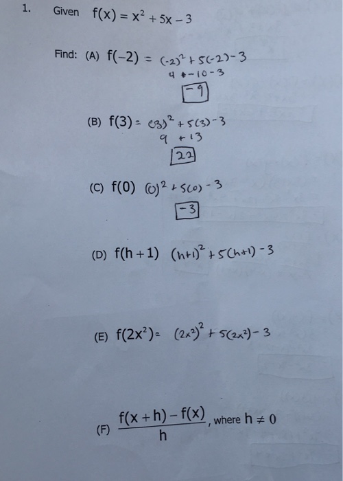 Solved Given F x X 2 5x 3 Find F 2 2 2 Chegg