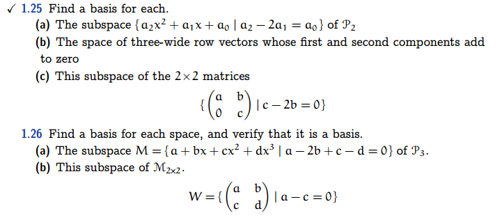 Solved 1.25 Find a basis for each. (a) The subspace( a2x2 + | Chegg.com