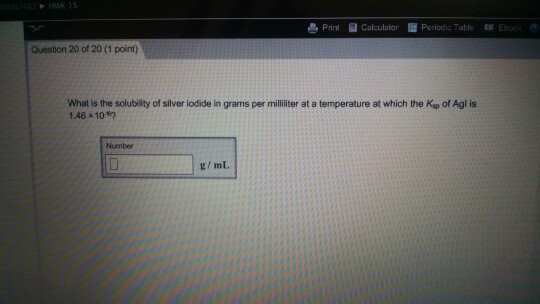 Solved What is the solubility of silver iodide in grams per