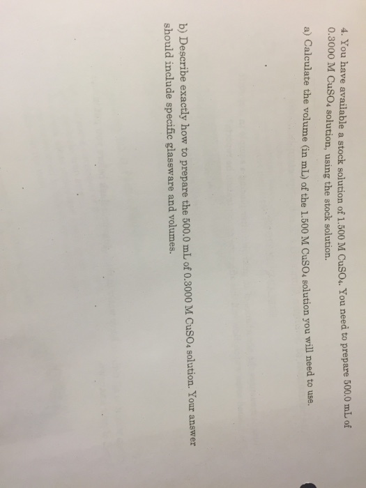 Solved 4. You have available a stock solution of 1500 M | Chegg.com