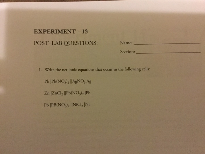 post lab questions experiment 1