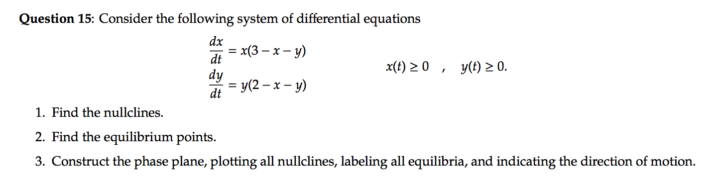 Solved Consider the following system of differential | Chegg.com