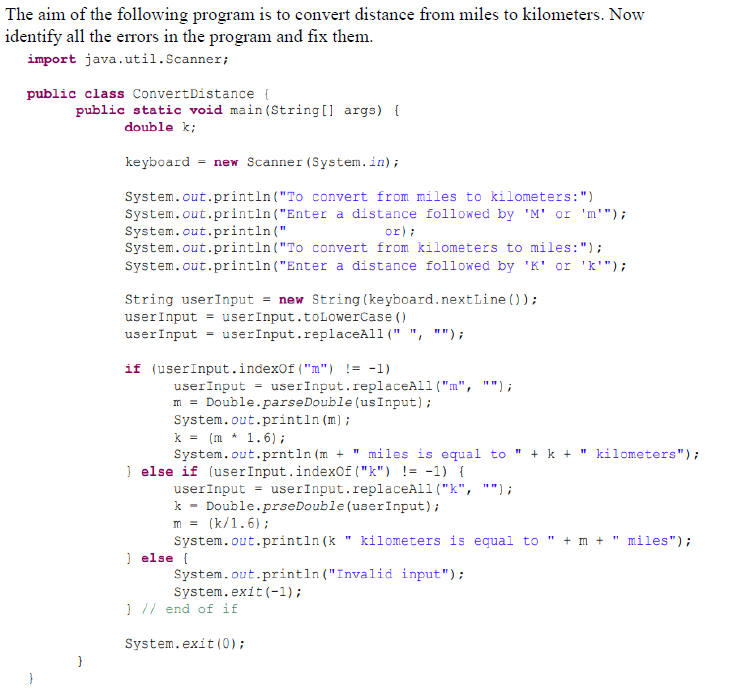 Solved The aim of the following program is to convert | Chegg.com