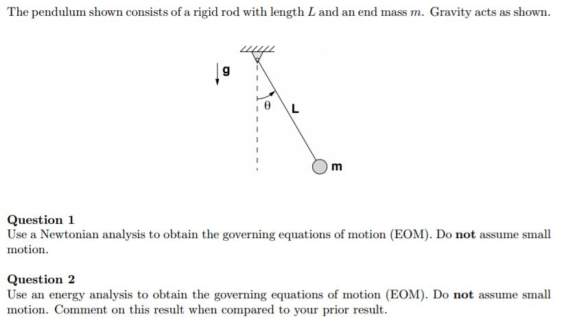 Solved The pendulum shown consists of a rigid rod with | Chegg.com