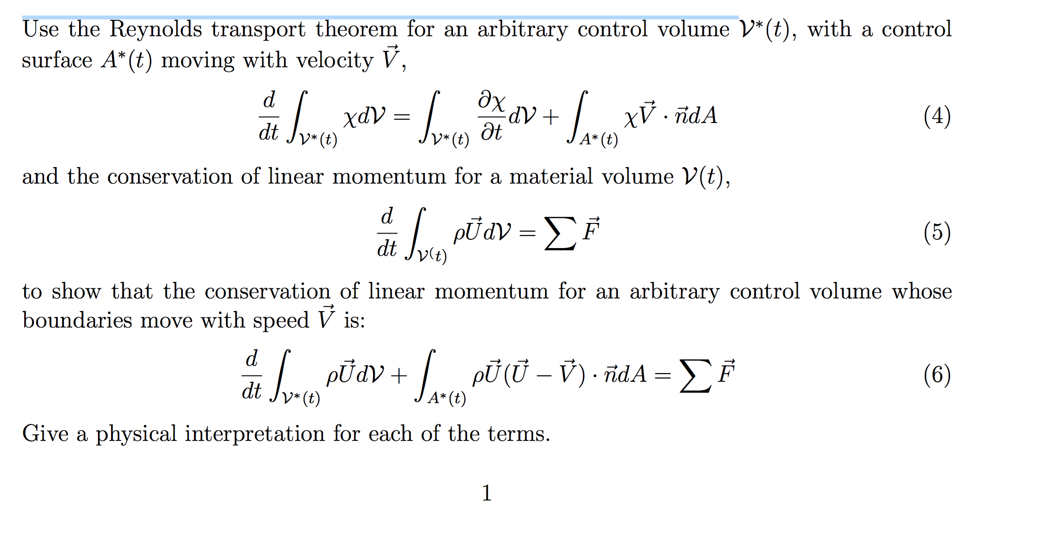 Use The Reynolds Transport Theorem For An Arbitrary | Chegg.com