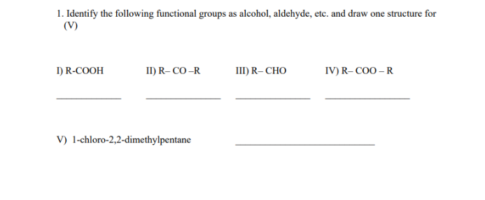 Solved 1. Identify the following functional groups as | Chegg.com