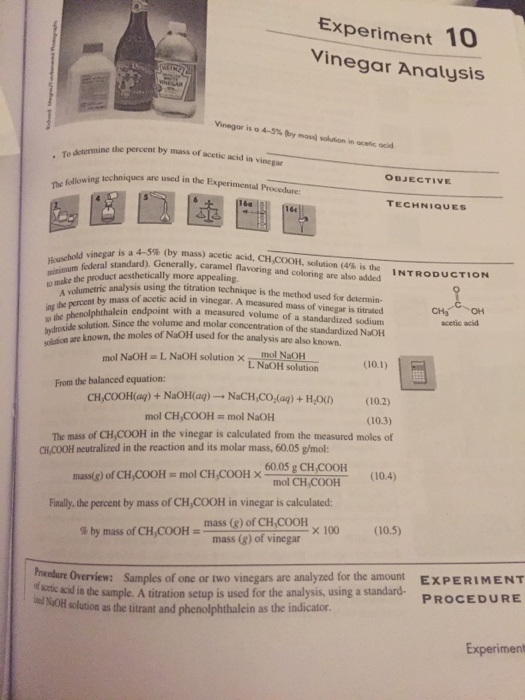 experiment 10 vinegar analysis quizlet