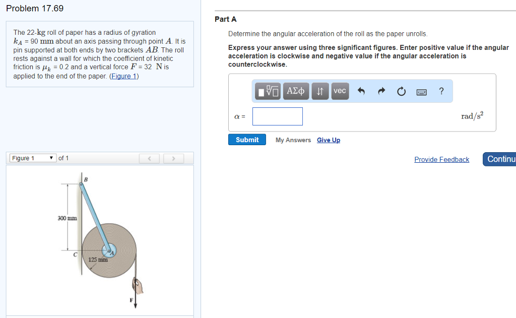 Solved Problem 17.69 The 22-kg roll of paper has a radius of | Chegg.com