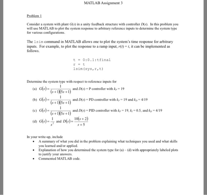 Solved MATLAB Assignment 3 Problem Consider a system with | Chegg.com