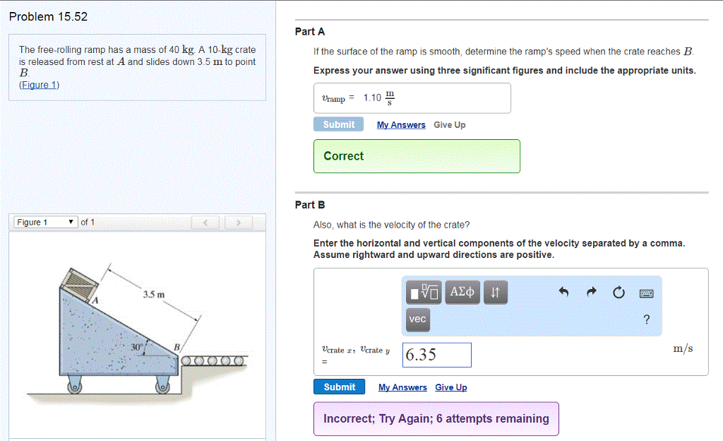 Solved Problem 15.52 Part A The Free-rolling Ramp Has A Mass | Chegg.com