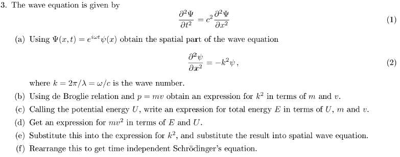 Solved The wave equation is given by Using Psi x t Chegg