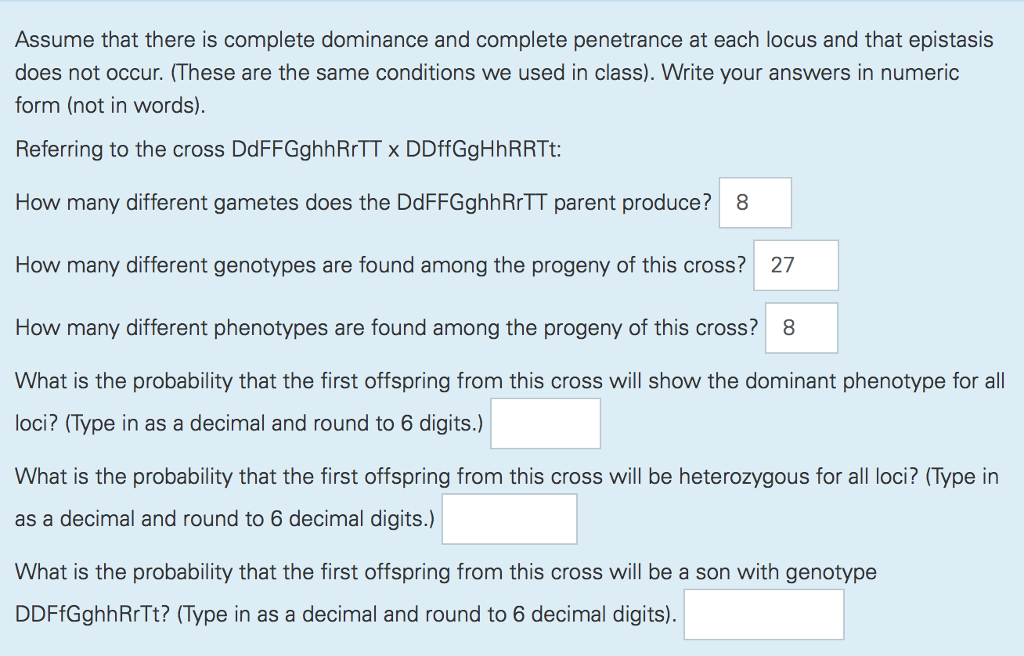 Solved Assume that there is complete dominance and complete | Chegg.com