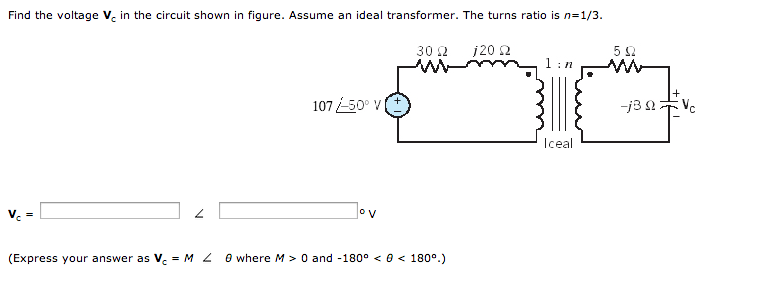 Solved Find the voltage Vc in the circuit shown in figure. | Chegg.com