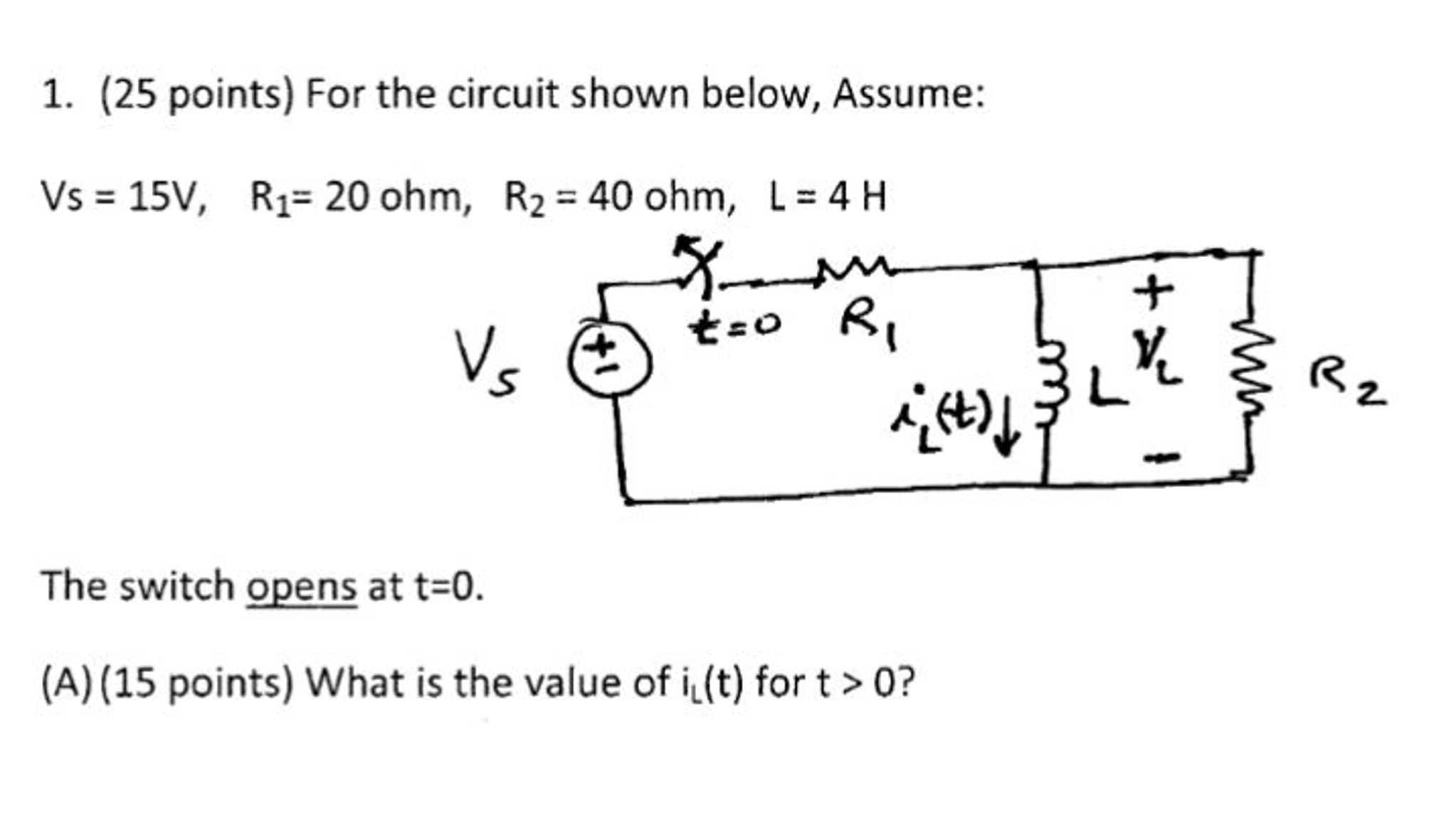 Solved 1. (25 Points) For The Circuit Shown Below, Assume: | Chegg.com