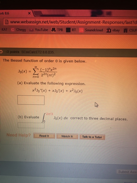 Solved: The Bessel Function Of Order 0 Is Given Below. J_0... | Chegg.com