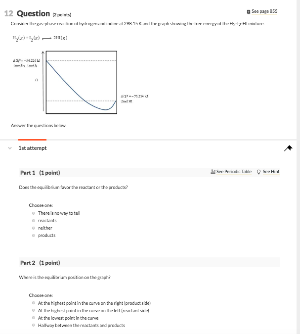Solved 12 Question (2 points) a See page 855 Consider the | Chegg.com