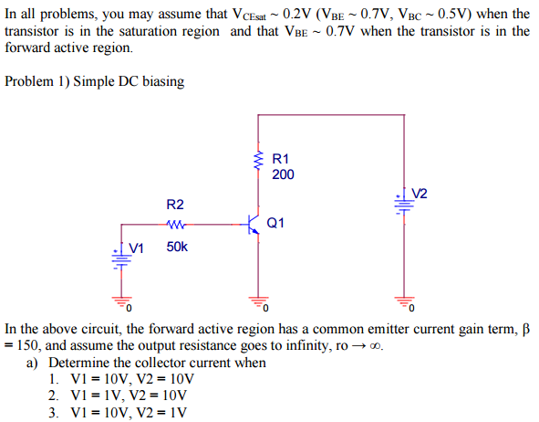 Solved In all problems, you may assume that VCEsat ~ 0.2V | Chegg.com