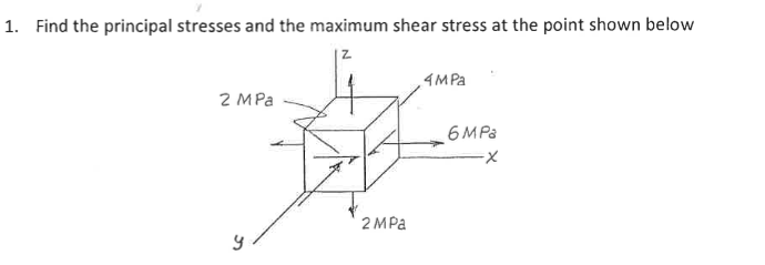 Solved 1. Find the principal stresses and the maximum shear | Chegg.com