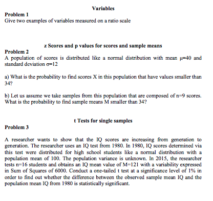 Solved Variables Problem 1 Give two examples of variables | Chegg.com