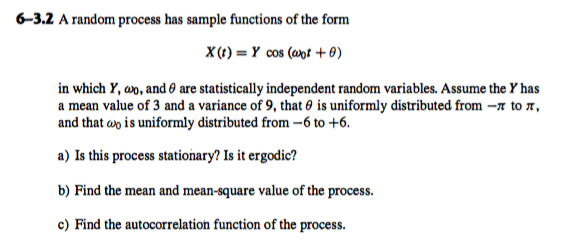 Solved A random process has sample functions of the form | Chegg.com