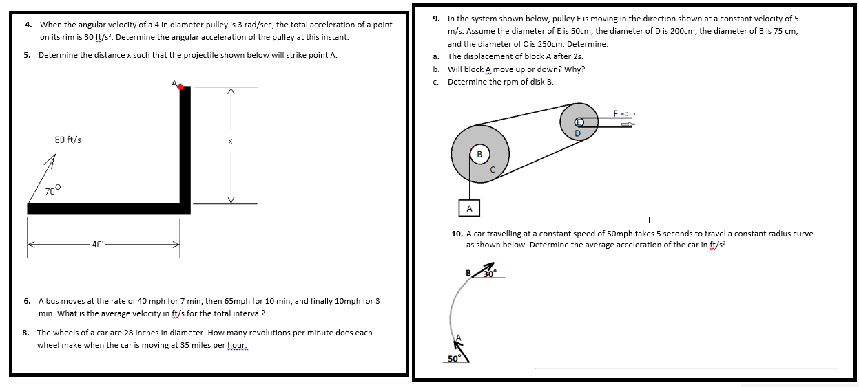 Solved When the angular velocity of a 4 in diameter pulley