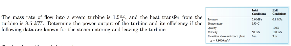 Solved The mass rate of flow into a steam turbine is 1.5 | Chegg.com